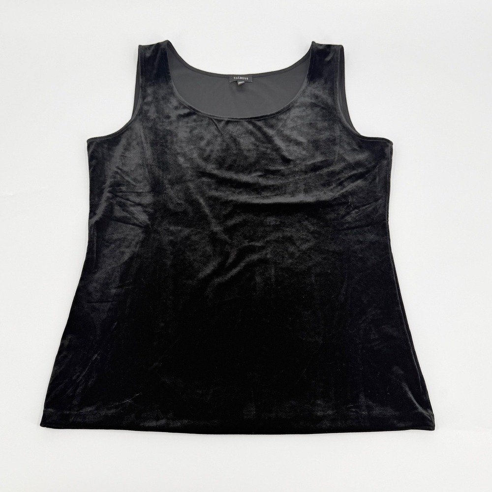 Talbots Tank Top Velvet Shell Classic Modern Women Size Medium Black Sleeveless